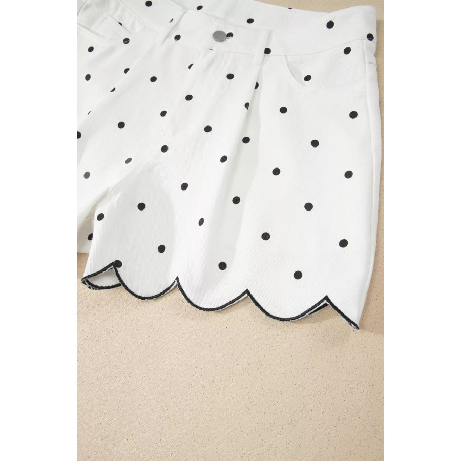 Polka Dot Scalloped Hem Shorts Apparel and Accessories
