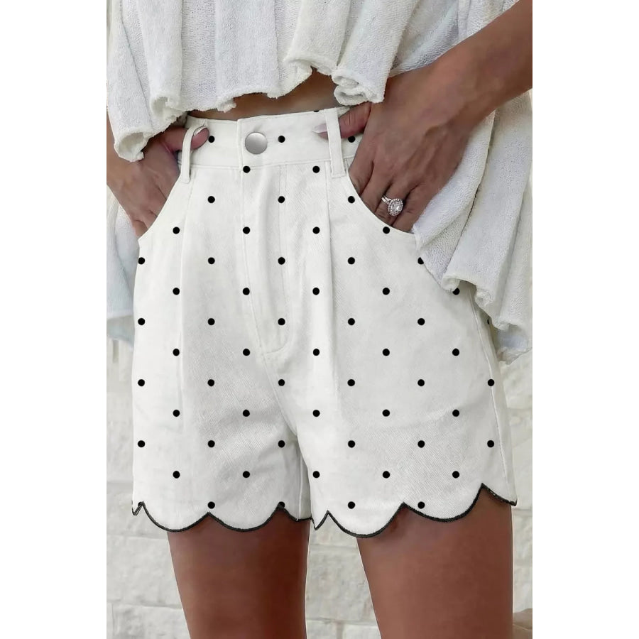 Polka Dot Scalloped Hem Shorts Apparel and Accessories