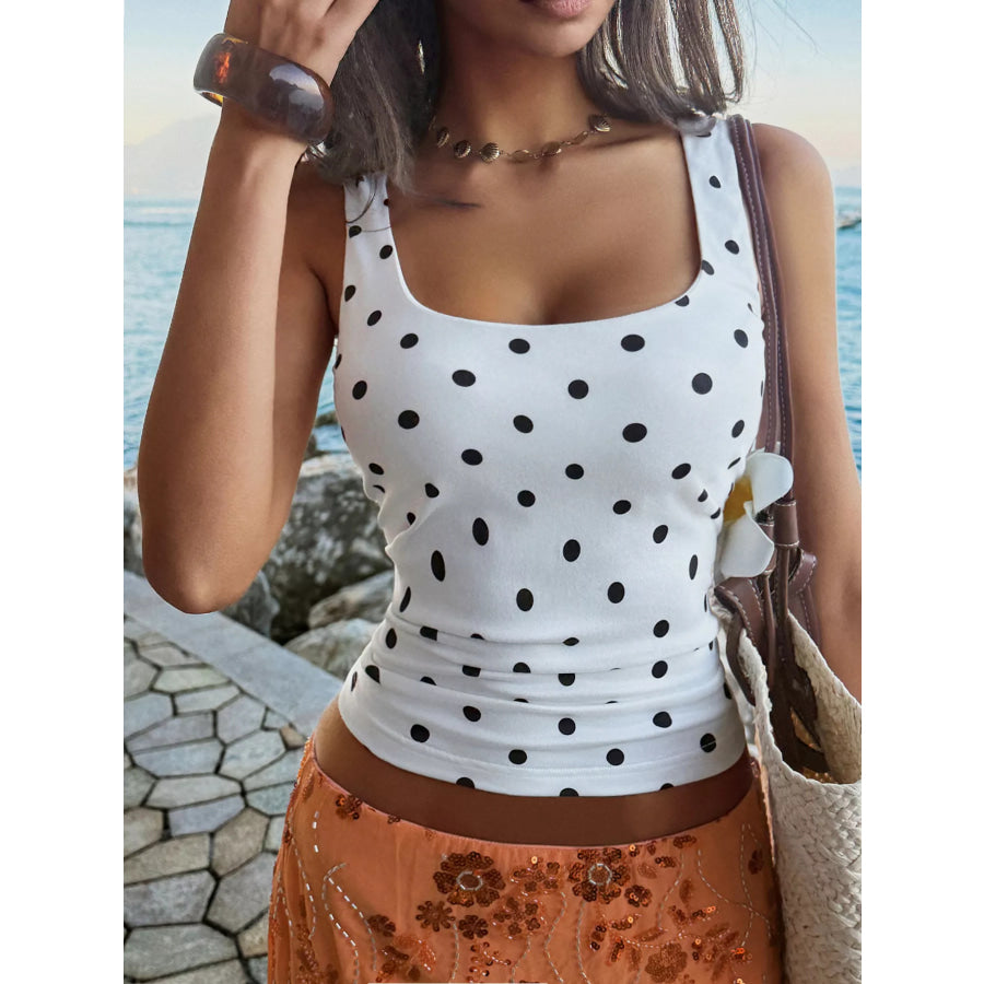 Polka Dot Scoop Neck Tank Apparel and Accessories