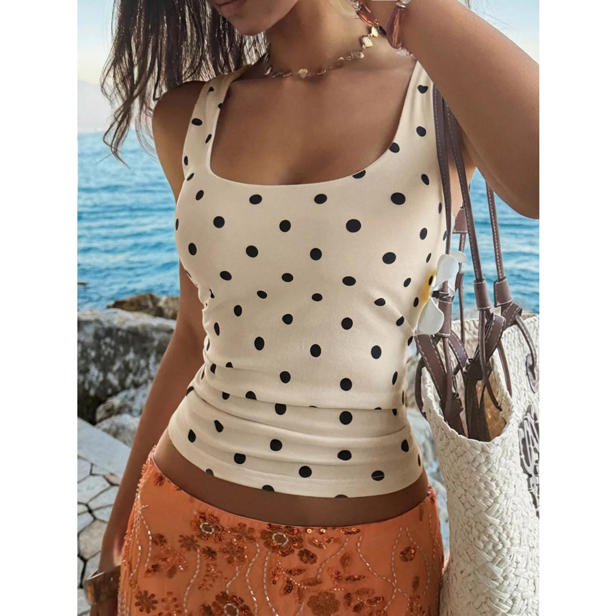 Polka Dot Scoop Neck Tank Apparel and Accessories