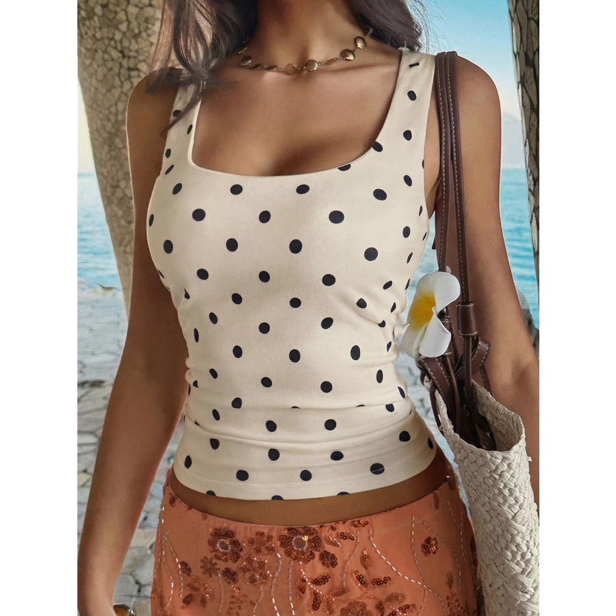 Polka Dot Scoop Neck Tank Apparel and Accessories