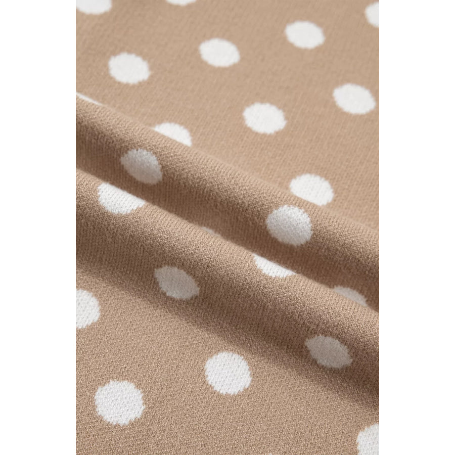 Polka Dot Short Sleeve Button Down Sweater Cardigan Apparel and Accessories