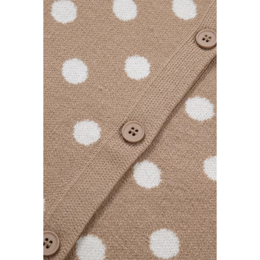Polka Dot Short Sleeve Button Down Sweater Cardigan Apparel and Accessories