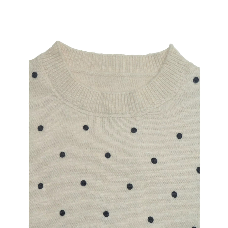 Polka Dot Short Sleeve Knit Sweater Apparel and Accessories