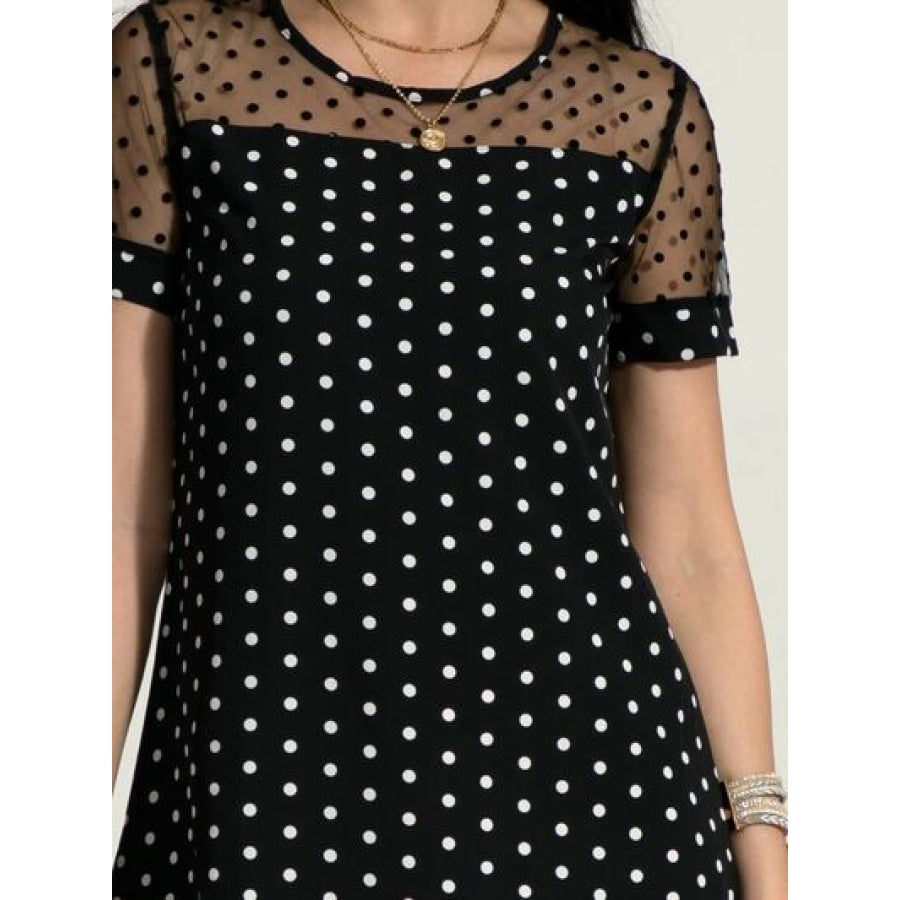 Polka Dot Short Sleeve Mini Dress Apparel and Accessories