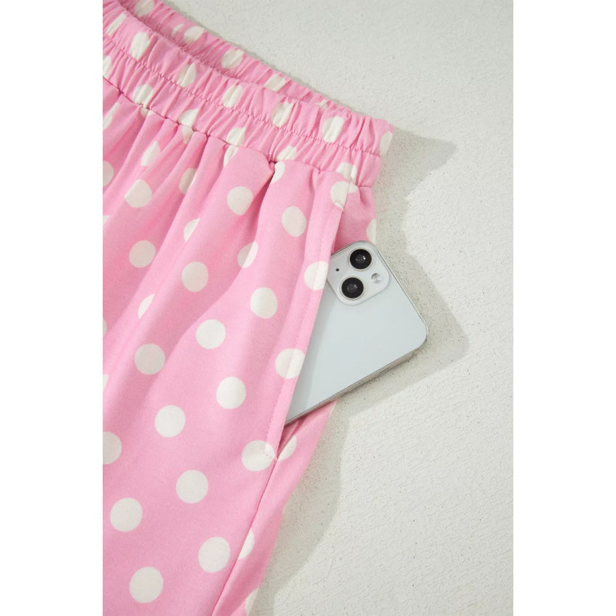 Polka Dot Short Sleeve Top and Shorts Set Apparel and Accessories