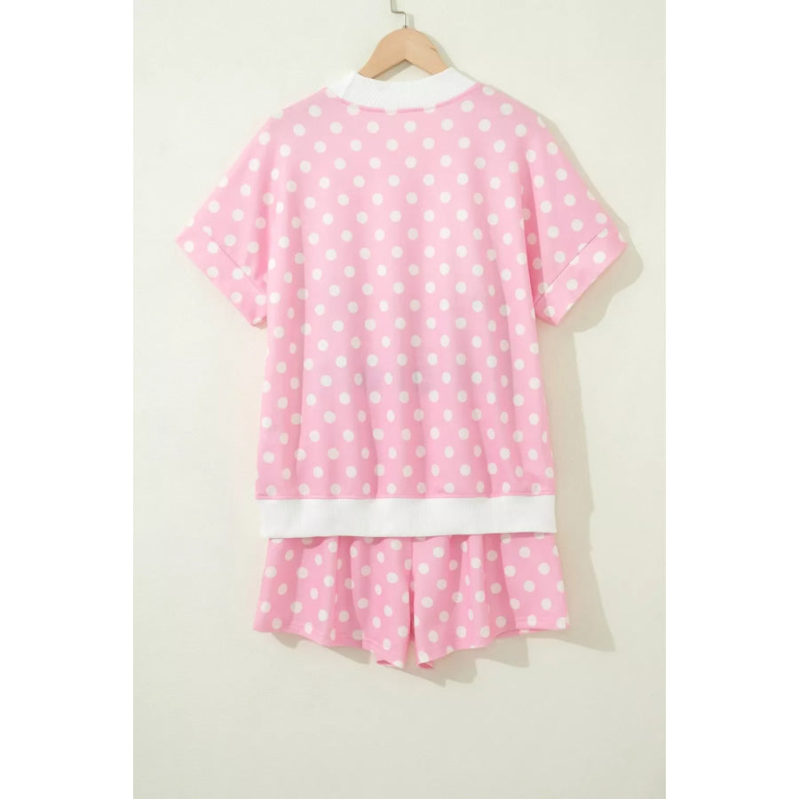 Polka Dot Short Sleeve Top and Shorts Set Apparel and Accessories