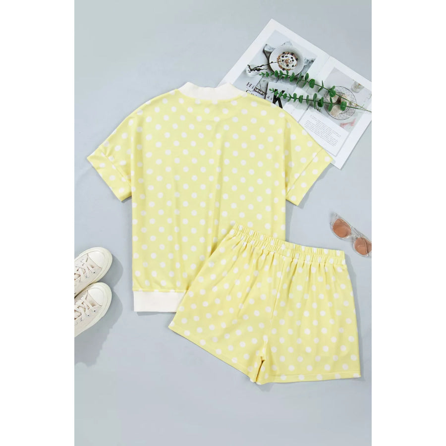 Polka Dot Short Sleeve Top and Shorts Set Apparel and Accessories