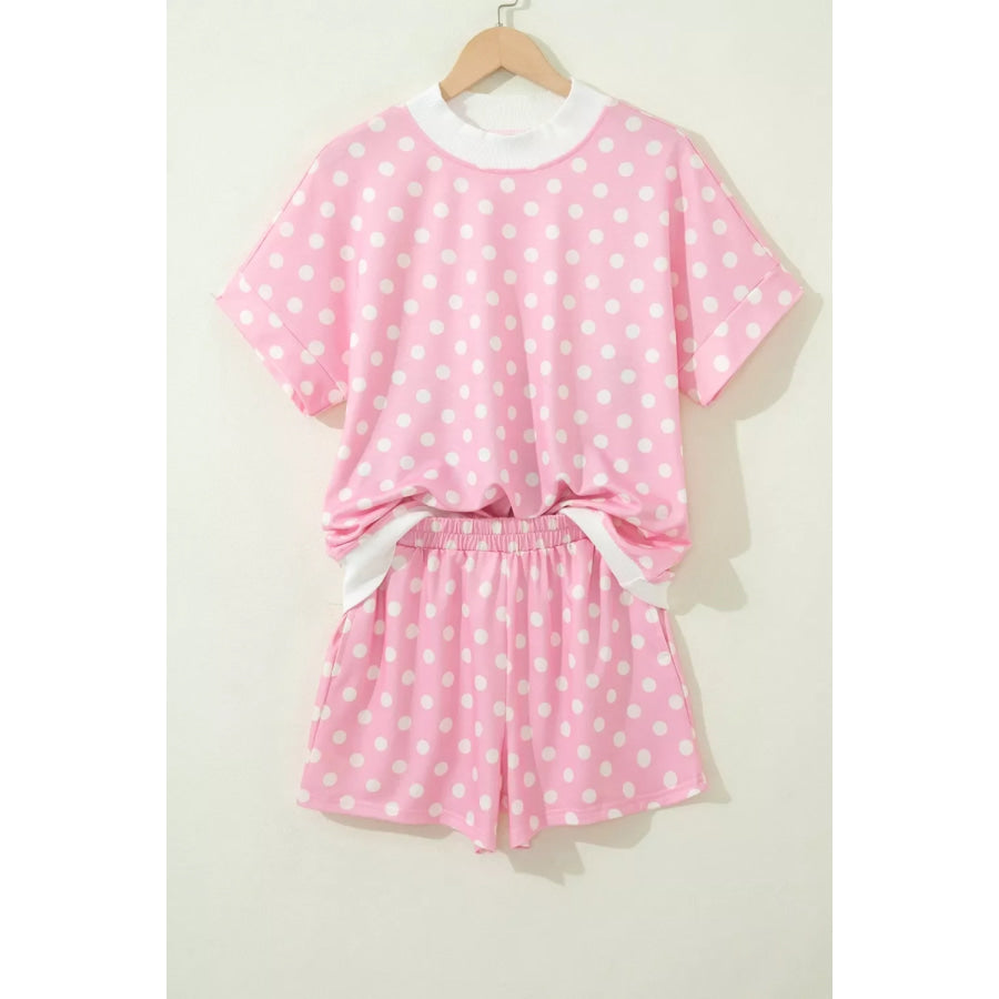 Polka Dot Short Sleeve Top and Shorts Set Apparel and Accessories