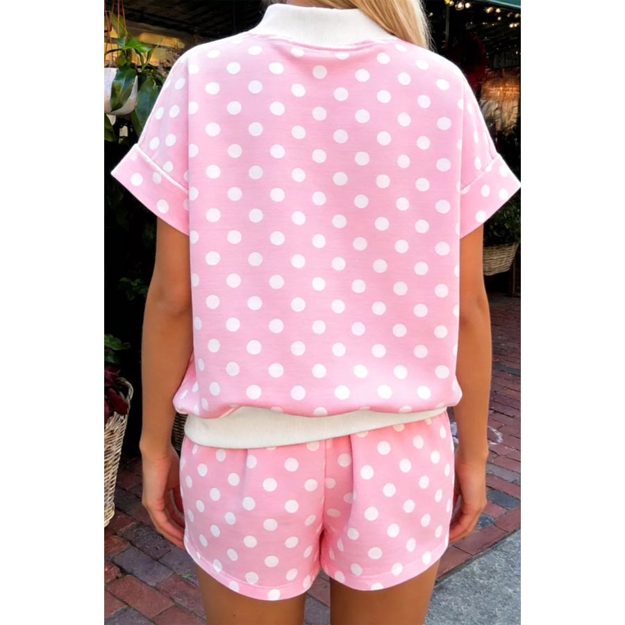 Polka Dot Short Sleeve Top and Shorts Set Apparel and Accessories