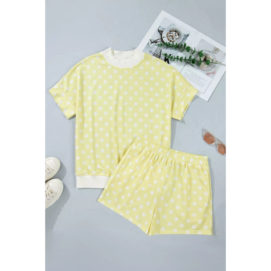 Polka Dot Short Sleeve Top and Shorts Set Apparel and Accessories