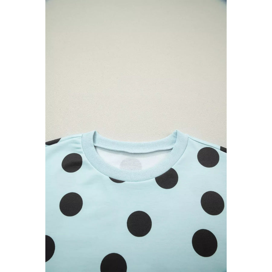 Polka Dot Short Sleeve Top Casual Skort 2pcs Outfit Apparel and Accessories