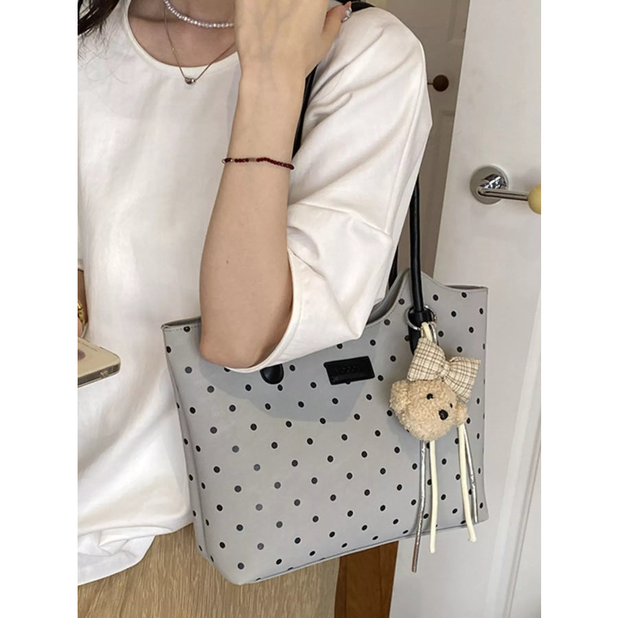 Polka Dot Shoulder Bag Gray / One Size Apparel and Accessories