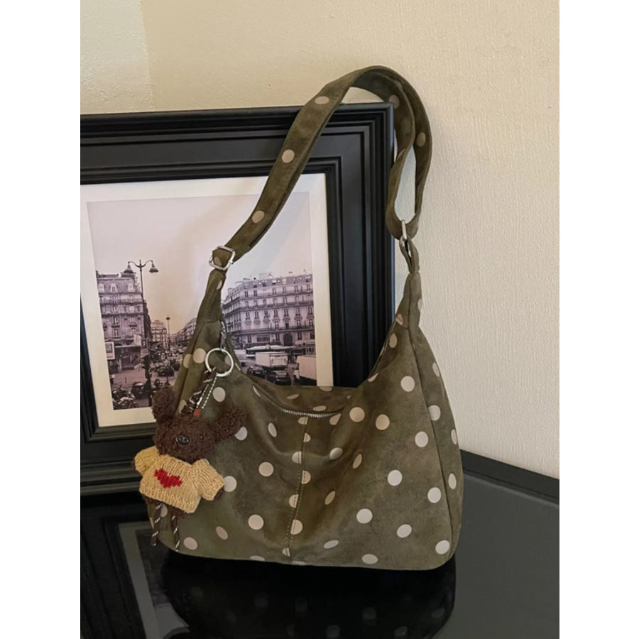 Polka Dot Shoulder Bag Green / One Size Apparel and Accessories