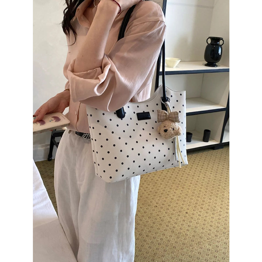 Polka Dot Shoulder Bag Ivory / One Size Apparel and Accessories
