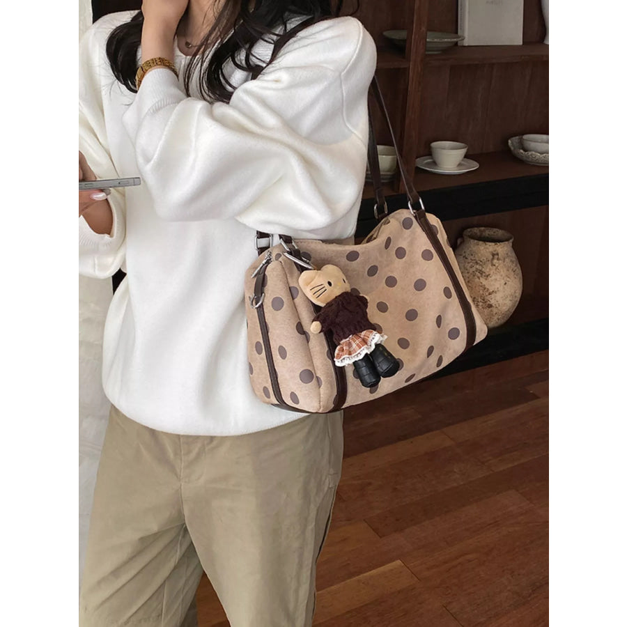 Polka Dot Shoulder Bag Khaki / One Size Apparel and Accessories