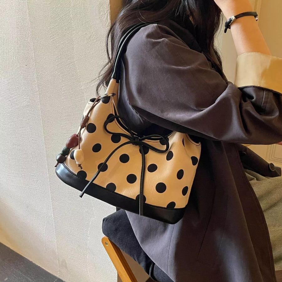 Polka Dot Shoulder Bag Off-white / One Size Apparel and Accessories