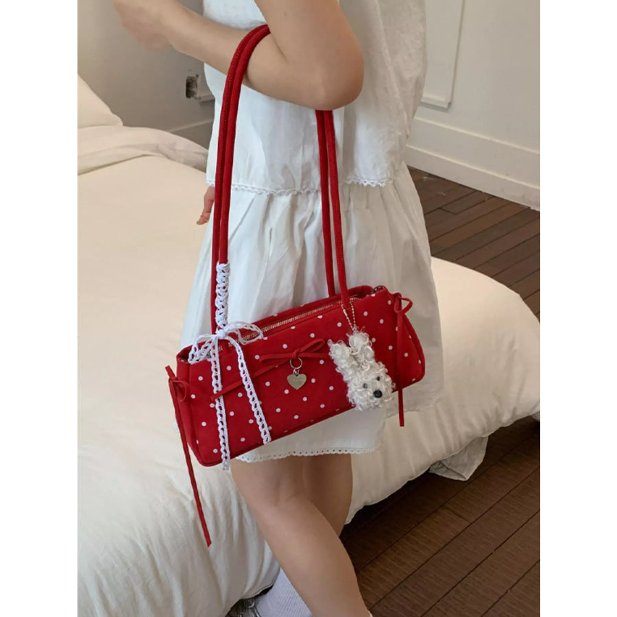 Polka Dot Shoulder Bag Red / One Size Apparel and Accessories