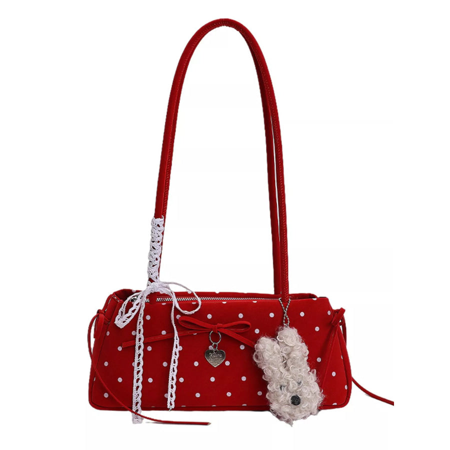 Polka Dot Shoulder Bag Red / One Size Apparel and Accessories