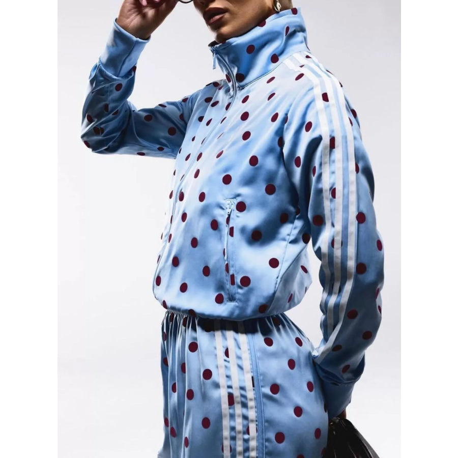 Polka Dot Side Striped Outerwear and Pants Set Apparel and Accessories