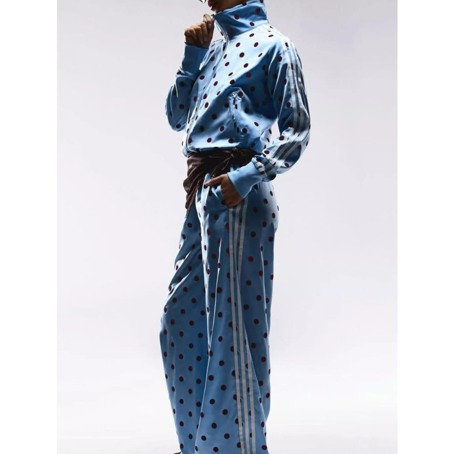 Polka Dot Side Striped Outerwear and Pants Set Apparel and Accessories