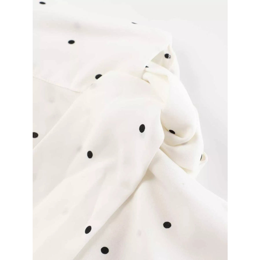 Polka Dot Silk Blouse with Scarf Neck Tie Apparel and Accessories