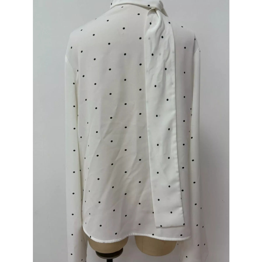 Polka Dot Silk Blouse with Scarf Neck Tie Apparel and Accessories