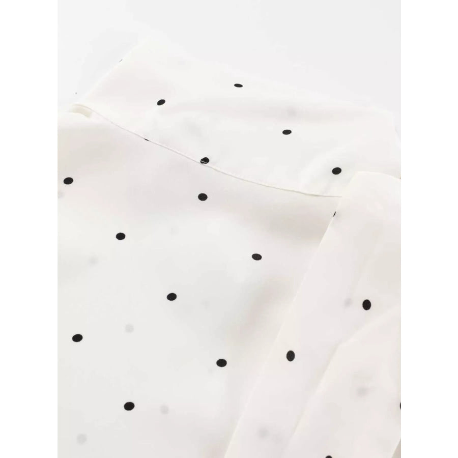 Polka Dot Silk Blouse with Scarf Neck Tie Apparel and Accessories