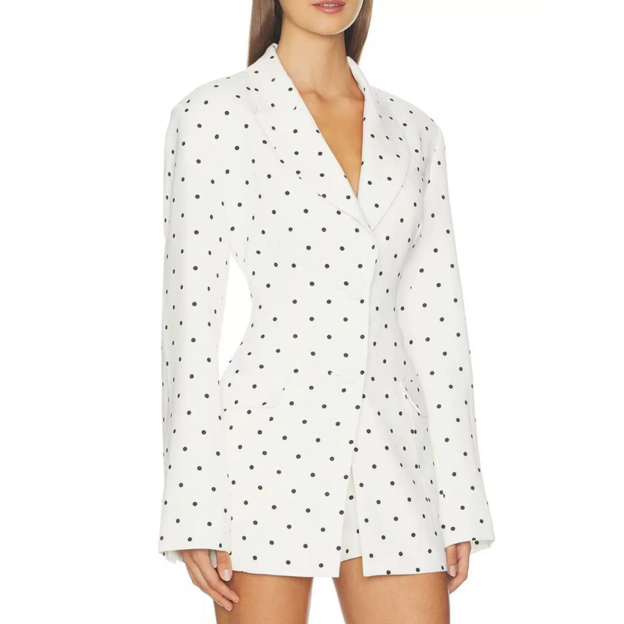 Polka Dot Single-Breasted Blazer