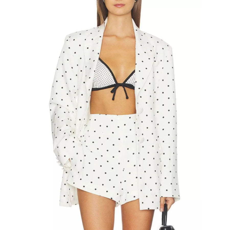 Polka Dot Single-Breasted Blazer