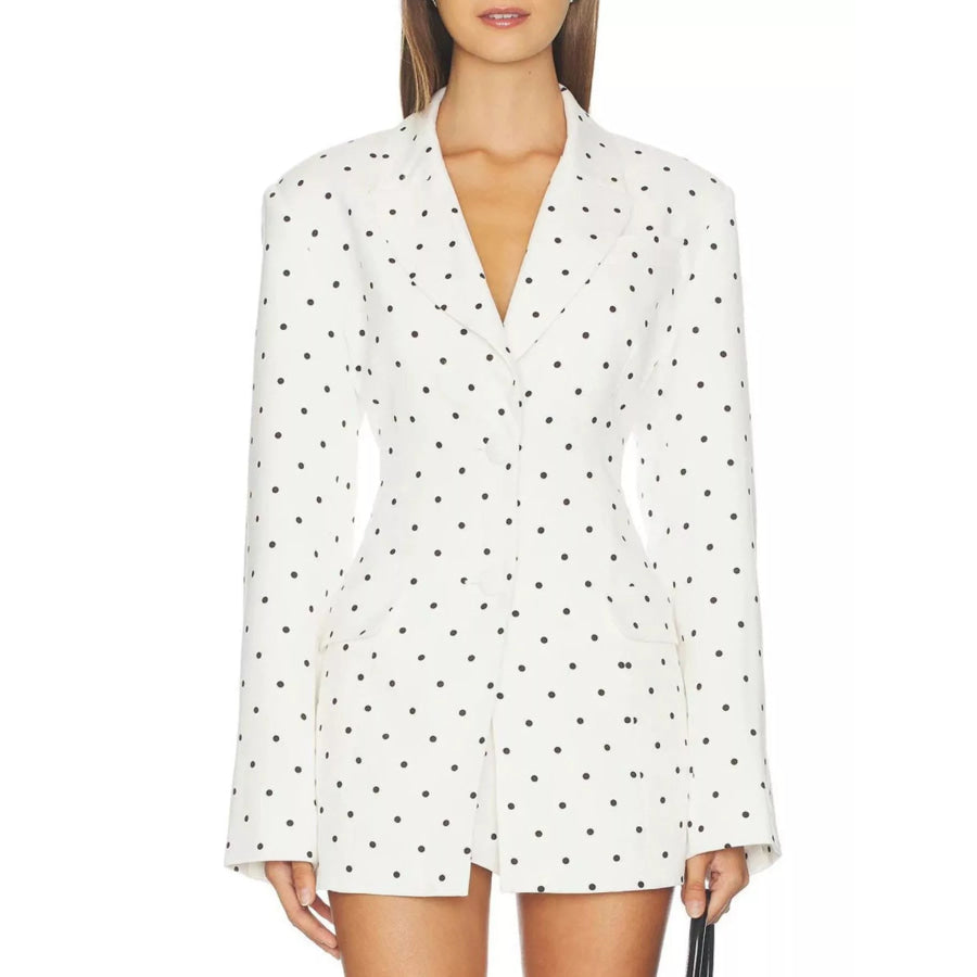 Polka Dot Single-Breasted Blazer White / S
