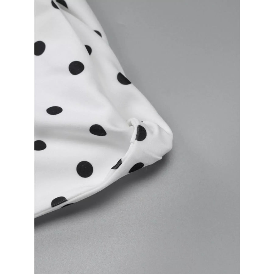 Polka Dot Sleeveless Mini Dress with Bow Accents Apparel and Accessories