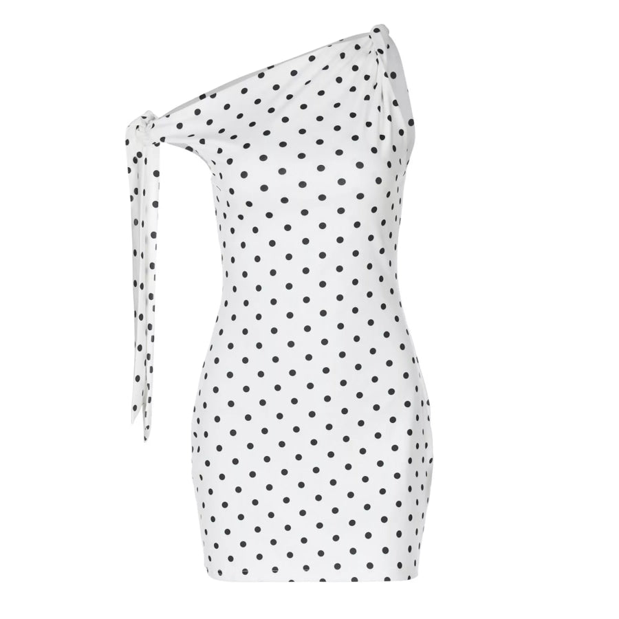 Polka Dot Sleeveless Mini Dress with Bow Accents Apparel and Accessories