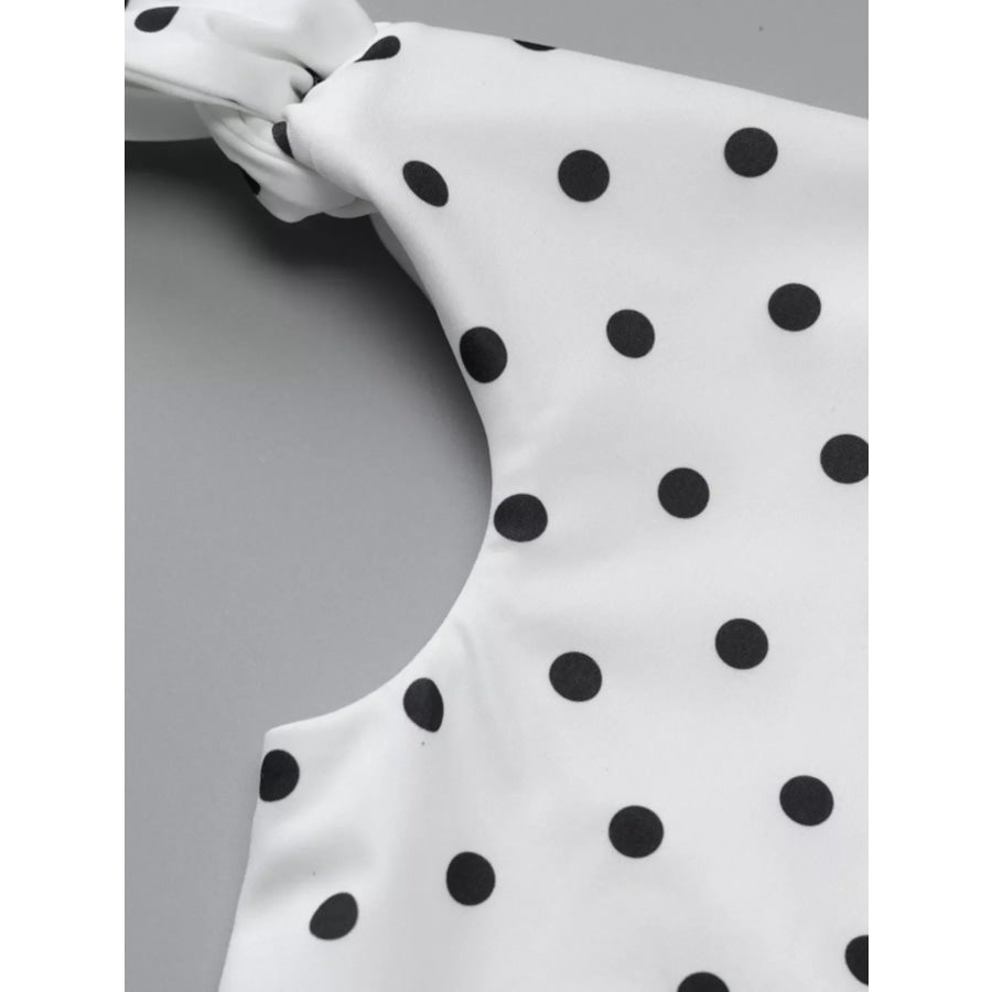 Polka Dot Sleeveless Mini Dress with Bow Accents Apparel and Accessories