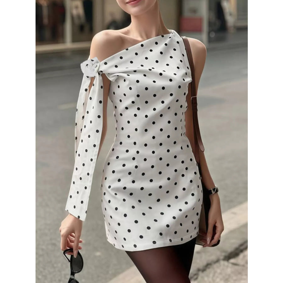 Polka Dot Sleeveless Mini Dress with Bow Accents Apparel and Accessories