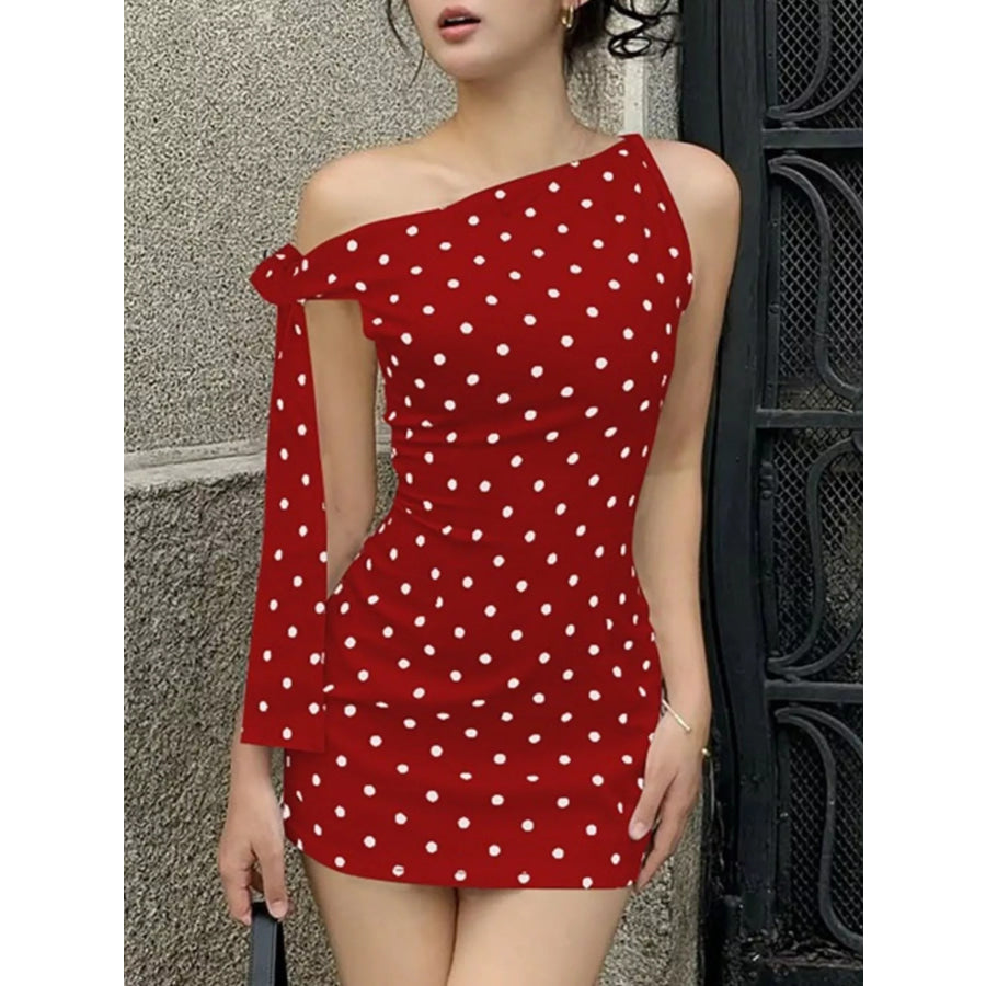 Polka Dot Sleeveless Mini Dress with Bow Accents Apparel and Accessories