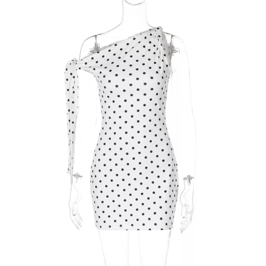 Polka Dot Sleeveless Mini Dress with Bow Accents Apparel and Accessories
