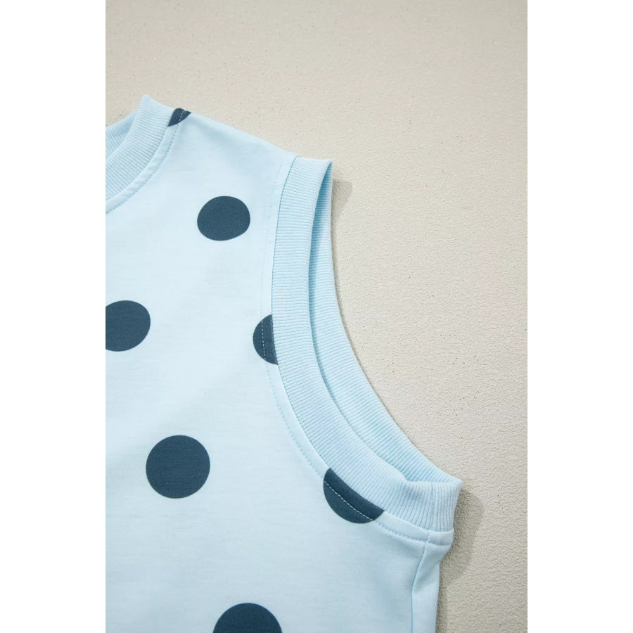 Polka Dot Sleeveless Top and Skort Casual Two-Piece Set Apparel Accessories
