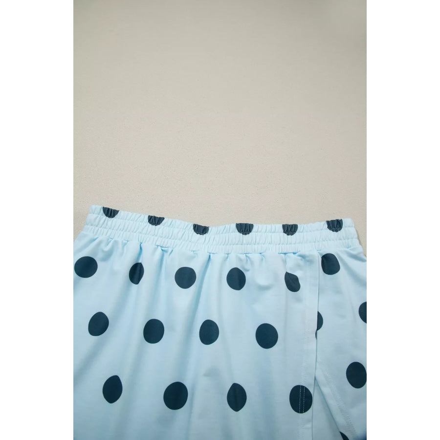 Polka Dot Sleeveless Top and Skort Casual Two-Piece Set Apparel Accessories