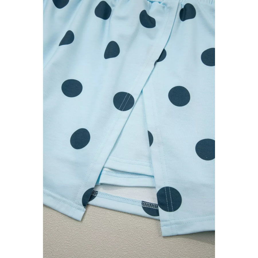 Polka Dot Sleeveless Top and Skort Casual Two-Piece Set Apparel Accessories