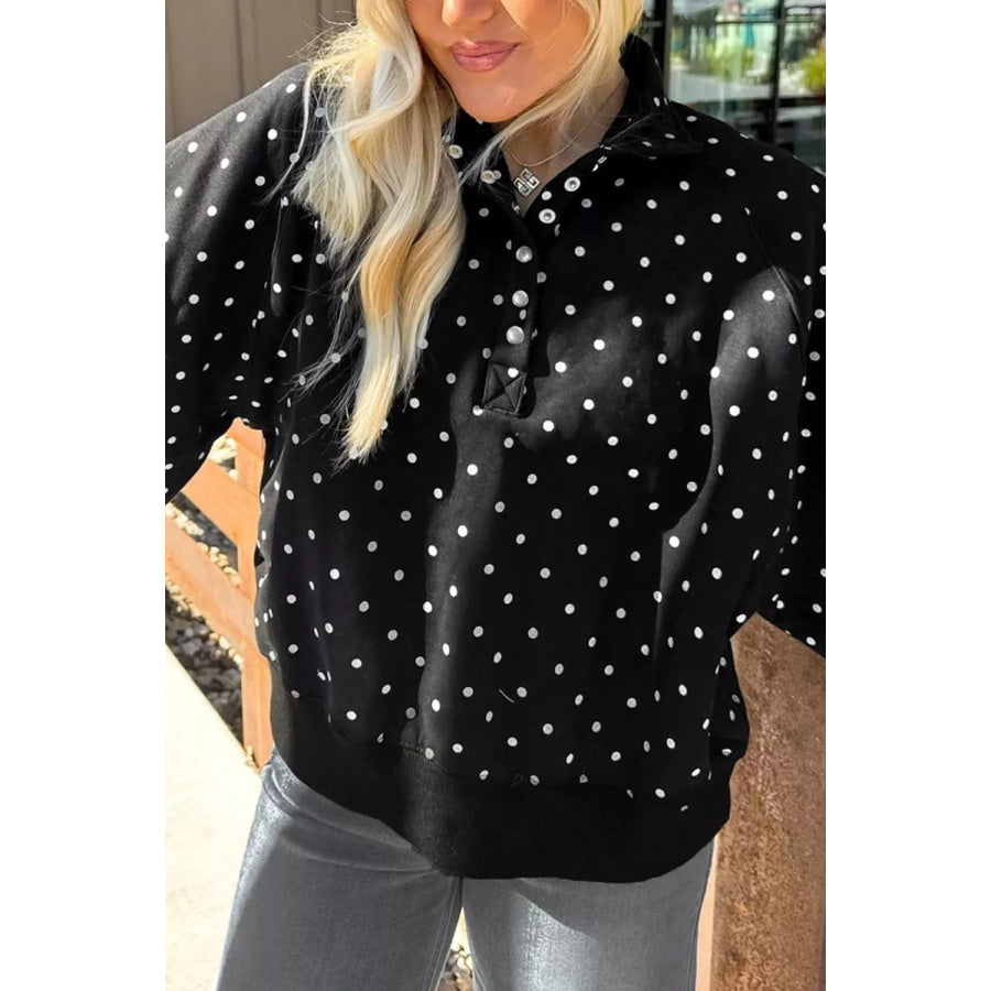 Polka Dot Snap-Button Sweatshirt Apparel and Accessories
