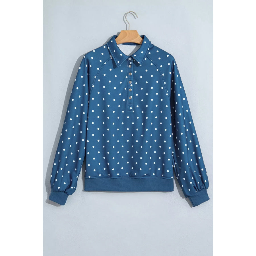 Polka Dot Snap-Button Sweatshirt Apparel and Accessories