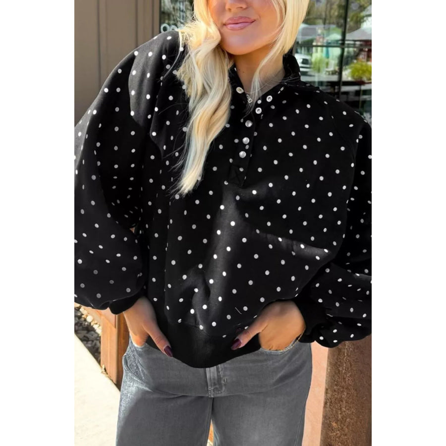 Polka Dot Snap-Button Sweatshirt Apparel and Accessories
