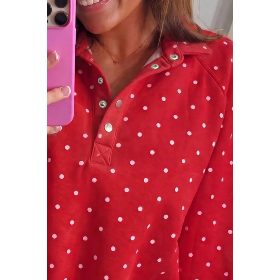 Polka Dot Snap-Button Sweatshirt Apparel and Accessories
