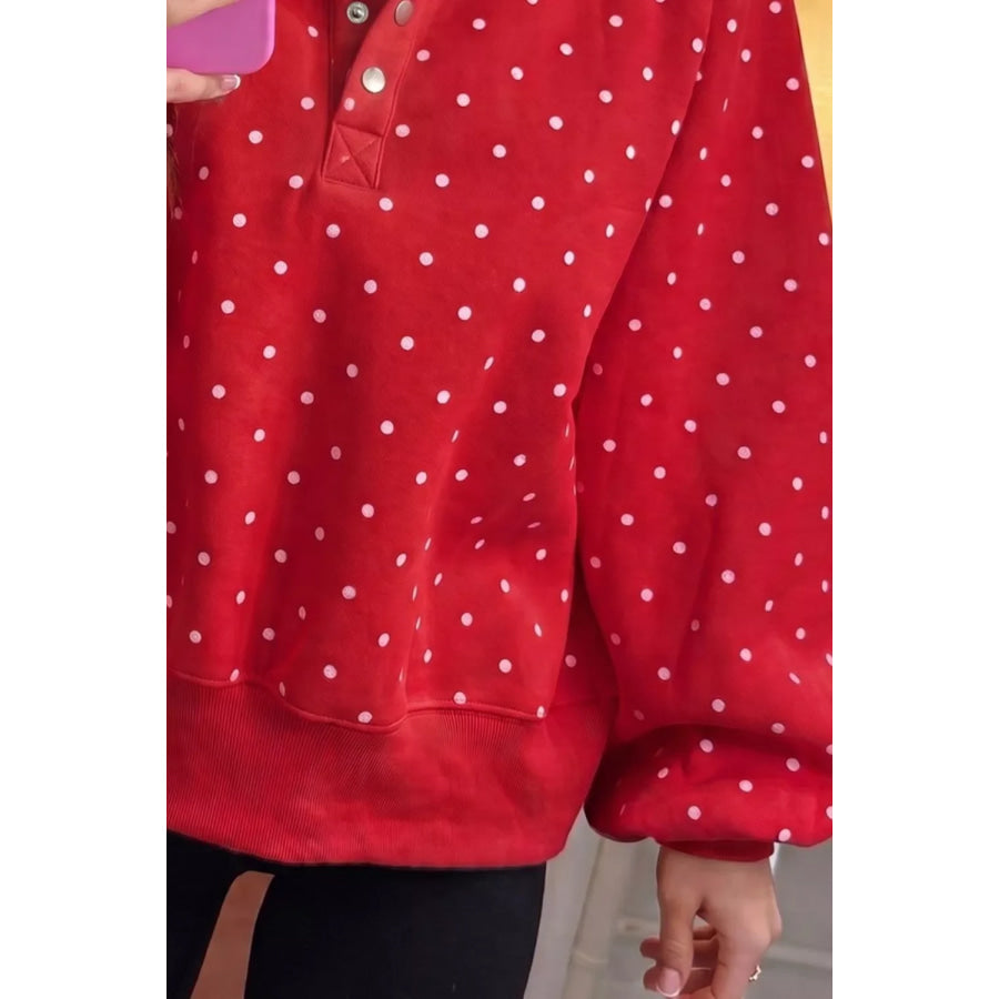 Polka Dot Snap-Button Sweatshirt Apparel and Accessories