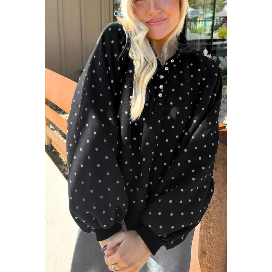 Polka Dot Snap-Button Sweatshirt Apparel and Accessories