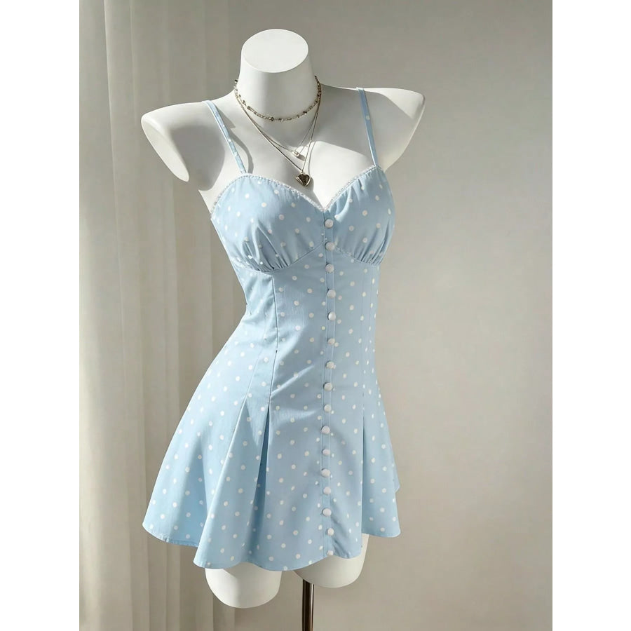 Polka Dot Spaghetti Strap Mini Dress Apparel and Accessories