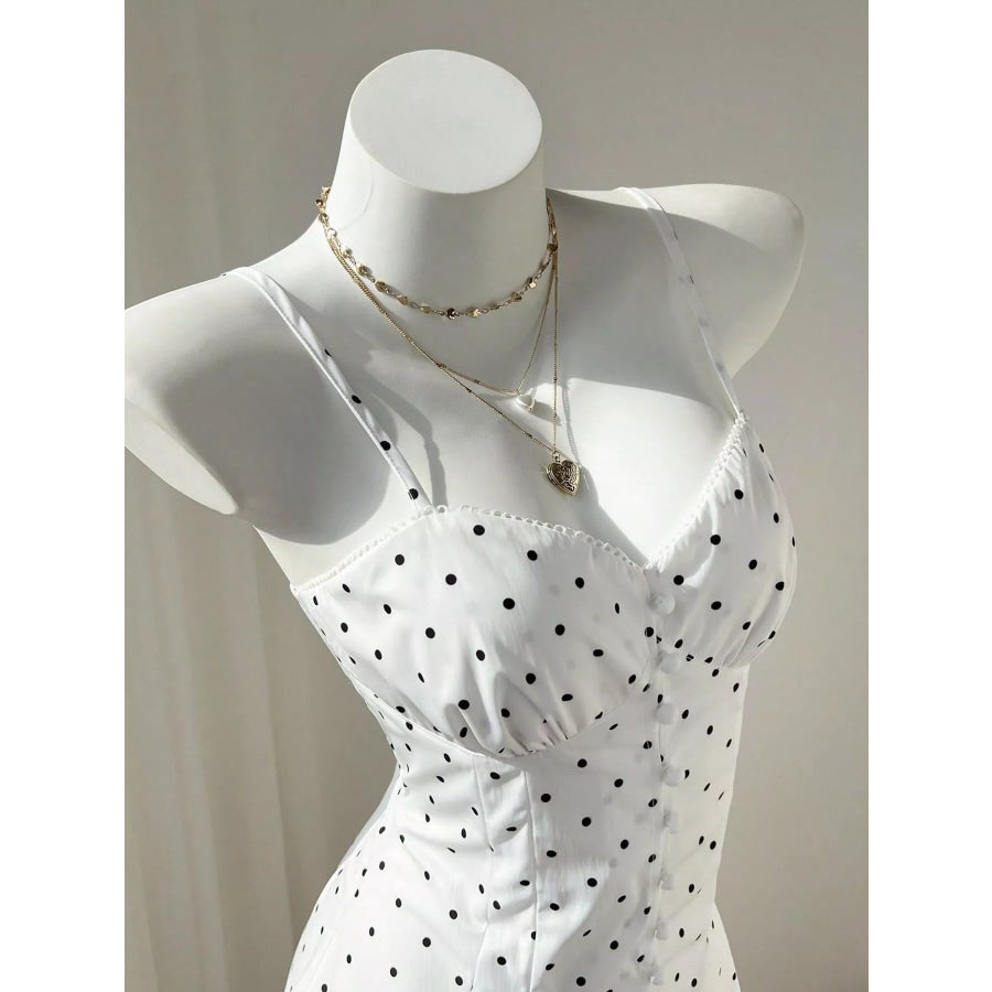 Polka Dot Spaghetti Strap Mini Dress Apparel and Accessories