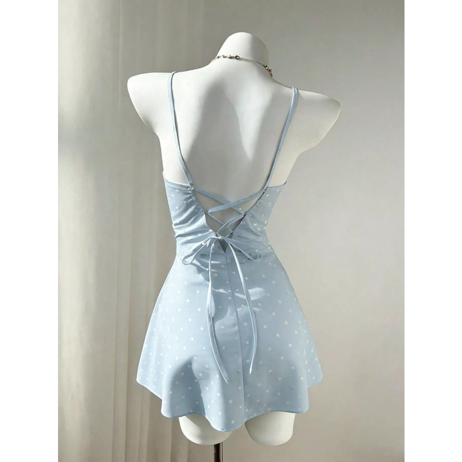 Polka Dot Spaghetti Strap Mini Dress Apparel and Accessories