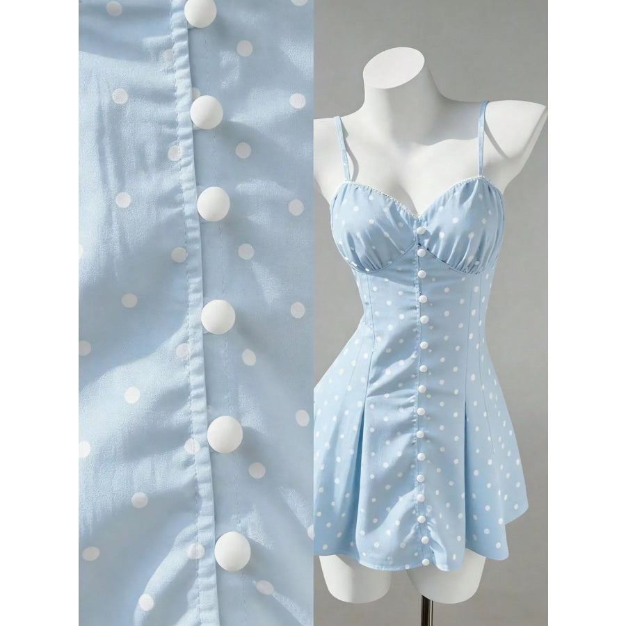 Polka Dot Spaghetti Strap Mini Dress Apparel and Accessories